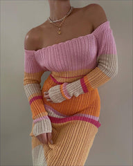 Elegant Off-Shoulder Knitted Maxi Dress Elegant Off-Shoulder Knitted Maxi Dress