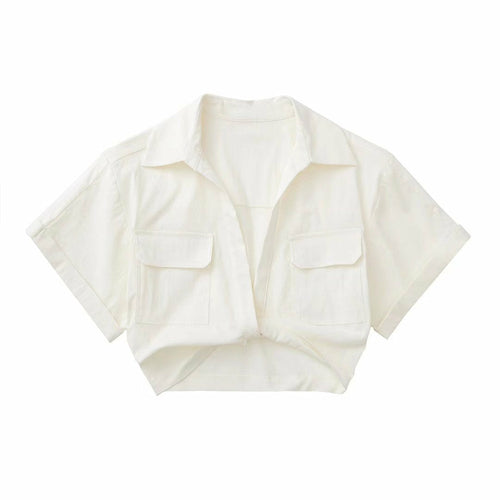 Elegant White Ruffled Office Shirt