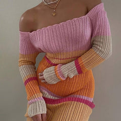 Elegant Off-Shoulder Knitted Maxi Dress Elegant Off-Shoulder Knitted Maxi Dress