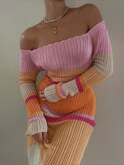 Elegant Off-Shoulder Knitted Maxi Dress Elegant Off-Shoulder Knitted Maxi Dress