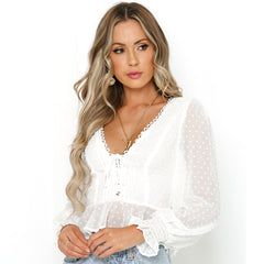Ethereal Lace-Trimmed Chiffon Blouse Ethereal Lace-Trimmed Chiffon Blouse