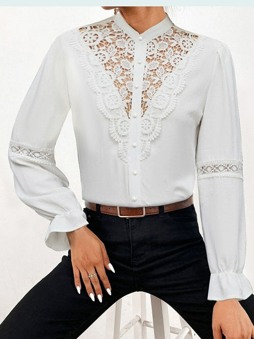 Elegant V-Neck Ruffled Women's Blouse