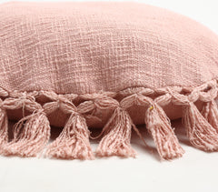 Pastel Pink Tasseled Round Cushion Cover Pastel Pink Tasseled Round Cushion Cover