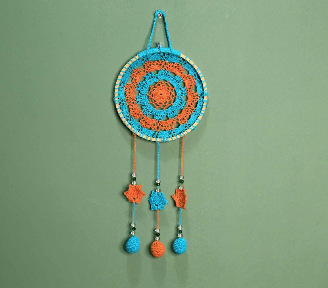 Crochet Orange & Teal Dreamcatcher
