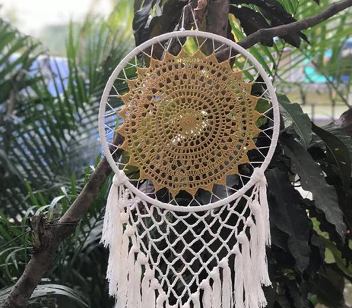 Crochet Mustard Mandala Dreamcatcher