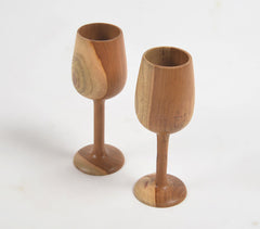 Acacia Wood Turned Wine Glasses (set of 2) Acacia Wood Turned Wine Glasses (set of 2)
