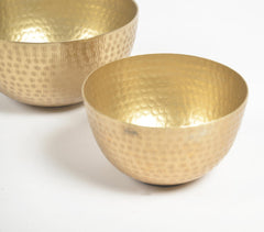 Hand Beaten Gold-toned Aluminium Nut Bowls (set of 2) Hand Beaten Gold-toned Aluminium Nut Bowls (set of 2)
