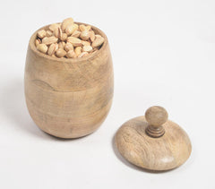 Classic Wooden Barrel-Shaped Jar With Lid Classic Wooden Barrel-Shaped Jar With Lid