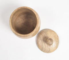 Classic Wooden Barrel-Shaped Jar With Lid Classic Wooden Barrel-Shaped Jar With Lid