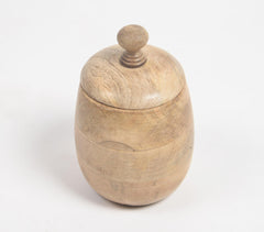 Classic Wooden Barrel-Shaped Jar With Lid Classic Wooden Barrel-Shaped Jar With Lid