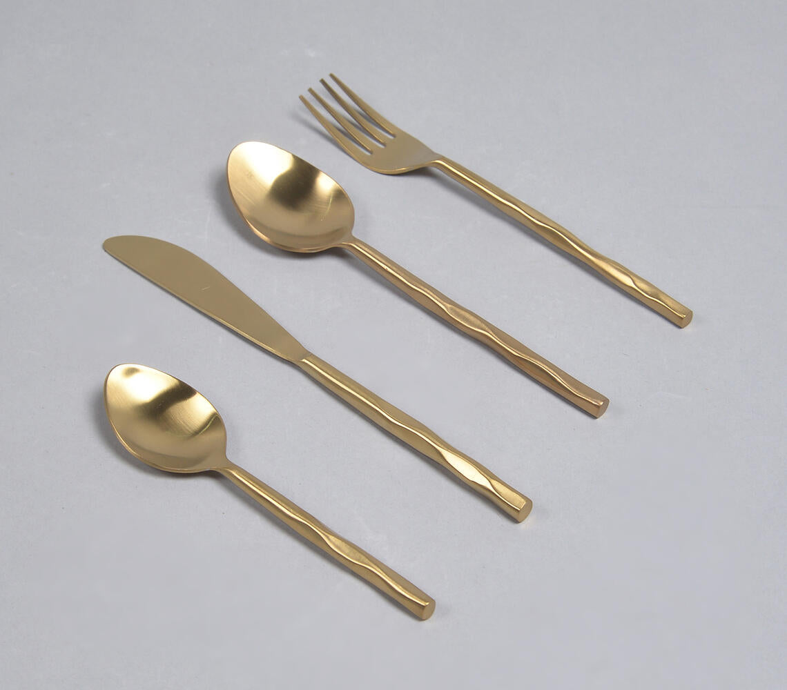 Hand Beaten Champagne Gold Cutlery Set (Set of 4)