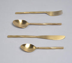 Hand Beaten Champagne Gold Cutlery Set (Set of 4) Hand Beaten Champagne Gold Cutlery Set (Set of 4)