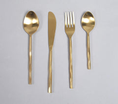 Hand Beaten Champagne Gold Cutlery Set (Set of 4) Hand Beaten Champagne Gold Cutlery Set (Set of 4)