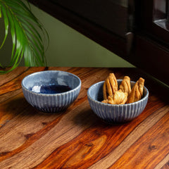Sapphire Glazed Ceramic Serving Bowls (Set of 2, 250 ml) Sapphire Glazed Ceramic Serving Bowls (Set of 2, 250 ml)