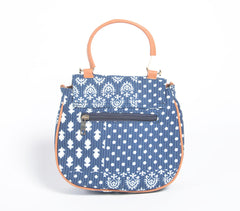 Floral Indigo Printed Handbag with Tassel Floral Indigo Printed Handbag with Tassel