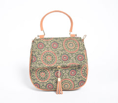 Mandala Printed Olive Handbag with Tassel Mandala Printed Olive Handbag with Tassel