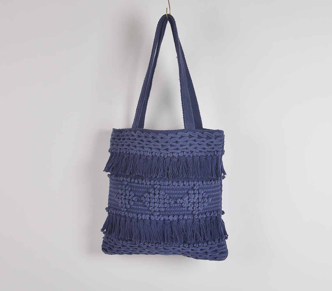 Tufted & Tasseled Ink Tote Bag