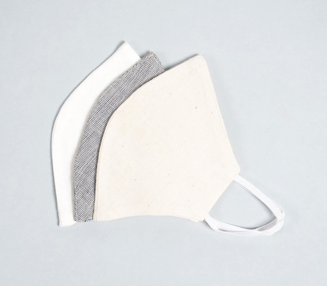 Natural cotton Solid face masks (set of 3)