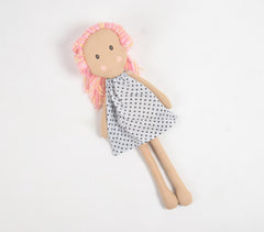 Handmade Blonde-Pink Haired Plush Rag Doll Handmade Blonde-Pink Haired Plush Rag Doll
