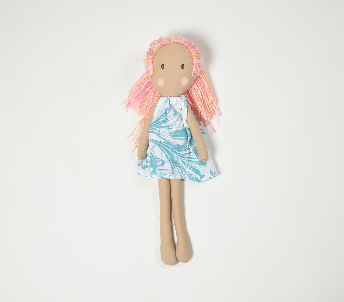 Handmade Pink Ponytail Plush Rag Doll