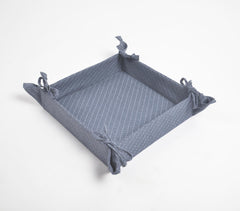 Textured Monotone Tieable Fabric trinket Tray Textured Monotone Tieable Fabric trinket Tray