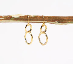 Recycled Brass Twisted Hoop Dangler Earrings Recycled Brass Twisted Hoop Dangler Earrings
