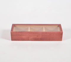 Hand Cut Steam Beech Wood Red Utility Box - 3 Compartments Hand Cut Steam Beech Wood Red Utility Box - 3 Compartments