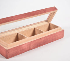Hand Cut Steam Beech Wood Red Utility Box - 3 Compartments Hand Cut Steam Beech Wood Red Utility Box - 3 Compartments
