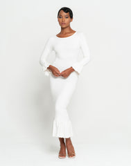 Elegant Ivory Ruffle Sleeve Midi Dress Elegant Ivory Ruffle Sleeve Midi Dress