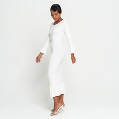 Elegant Ivory Ruffle Sleeve Midi Dress Elegant Ivory Ruffle Sleeve Midi Dress