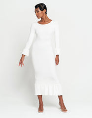 Elegant Ivory Ruffle Sleeve Midi Dress Elegant Ivory Ruffle Sleeve Midi Dress