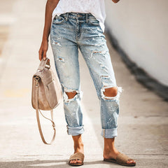 Ravishing Ripped High Waist Denim Jeans for Women