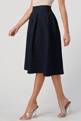 Flouncy Pleated Midi Skirt