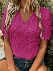 Elegant Lace V-Neck Blouse