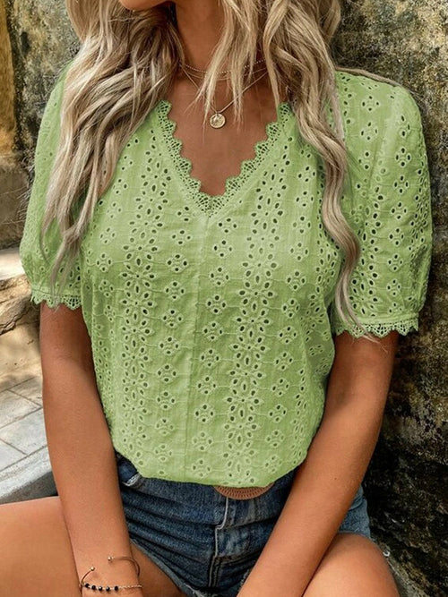 Elegant Lace V-Neck Blouse