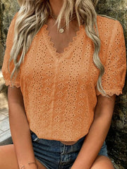 Elegant Lace V-Neck Blouse