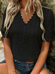 Elegant Lace V-Neck Blouse