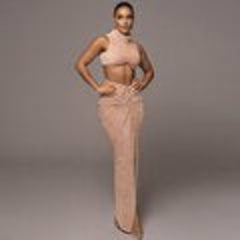 Elegant Enchantment 2 Piece Dress Set - Skirt with Sleeveless Crop Top