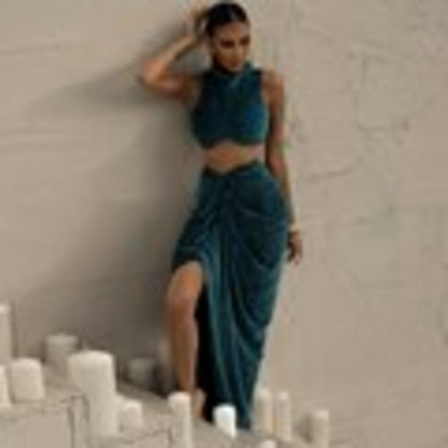 Elegant Enchantment 2 Piece Dress Set - Skirt with Sleeveless Crop Top