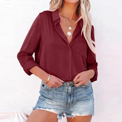 Elegant Satin Button-Up Blouse