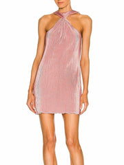 Elegant Pleated Off-Shoulder Mini Dress