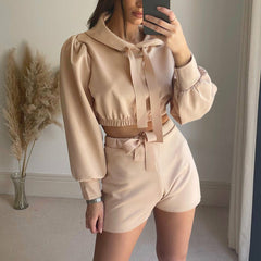 Tracksuit Long Sleeve Hooded Sweatshirt And Tie