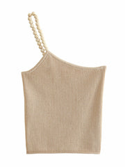 Beaded Strappy Crop Knit Tank Top - Vintage Chic and Backless