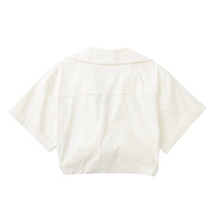 Elegant White Ruffled Office Shirt
