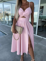 Elegant V-Neck Halter Swing Dress: Perfect for Summer Days and Stylish Events