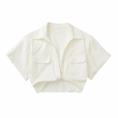 Elegant White Ruffled Office Shirt