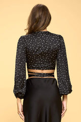 Satin Elegance Tie-Front Crop Top