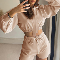 Tracksuit Long Sleeve Hooded Sweatshirt And Tie