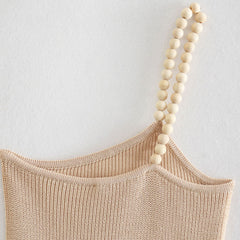 Beaded Strappy Crop Knit Tank Top - Vintage Chic and Backless