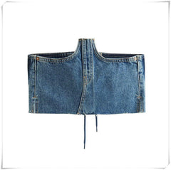 Sophisticated Denim Back Bandage Crop Top